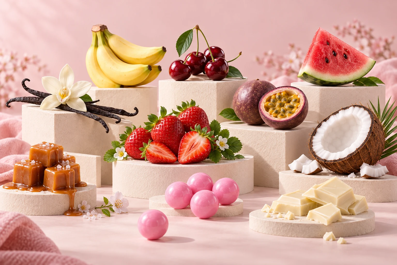 Палитра вкусов: ваниль, ягоды, тропические фрукты, кокос, шоколад и карамель