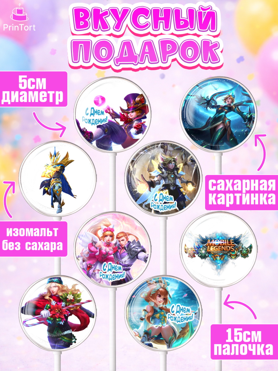 Леденцы 3,5, Мобайл Легендс, Mobile Legends, Девочка, День рождения, арт. PL306856_2, кадр 2