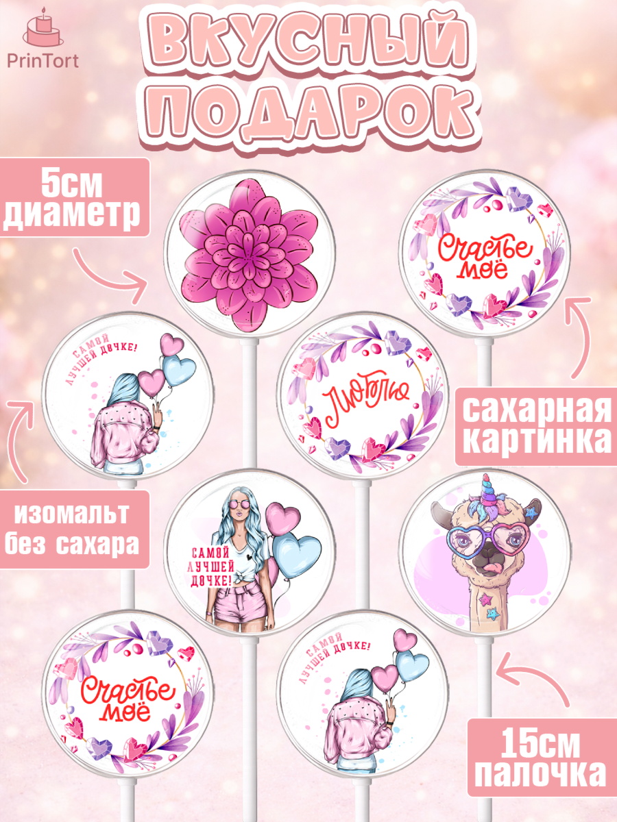 Леденцы 3,5, Дочке, девушка, шарики, сердце, лама, Девочка, День рождения, арт. PL316641_1, кадр 2