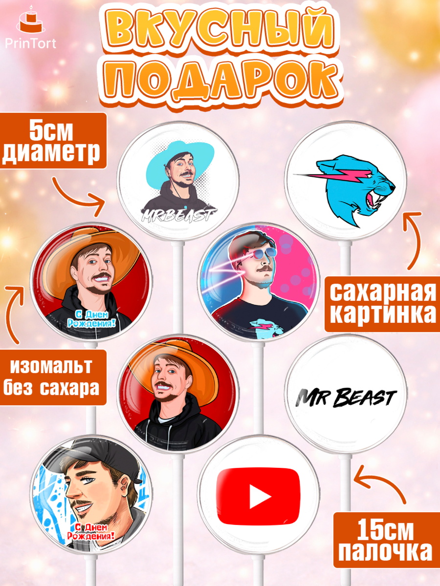 Леденцы 3,5, Мистер Бист, mister beast, ютуб, youtube, Девочка, День рождения, арт. PL317021_2, кадр 2