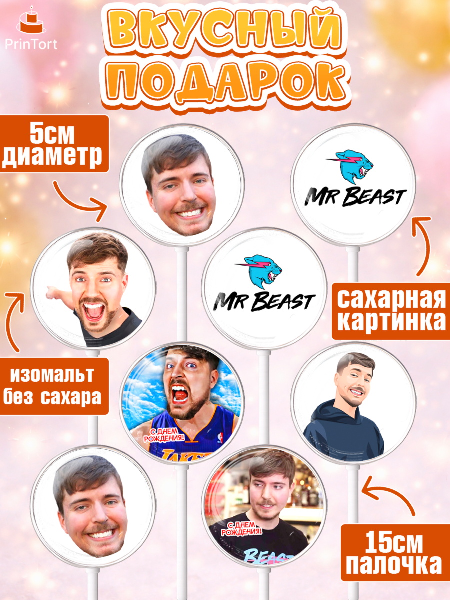 Леденцы 3,5, Мистер Бист, mister beast, ютуб, youtube, Девочка, День рождения, арт. PL317024_1, кадр 2