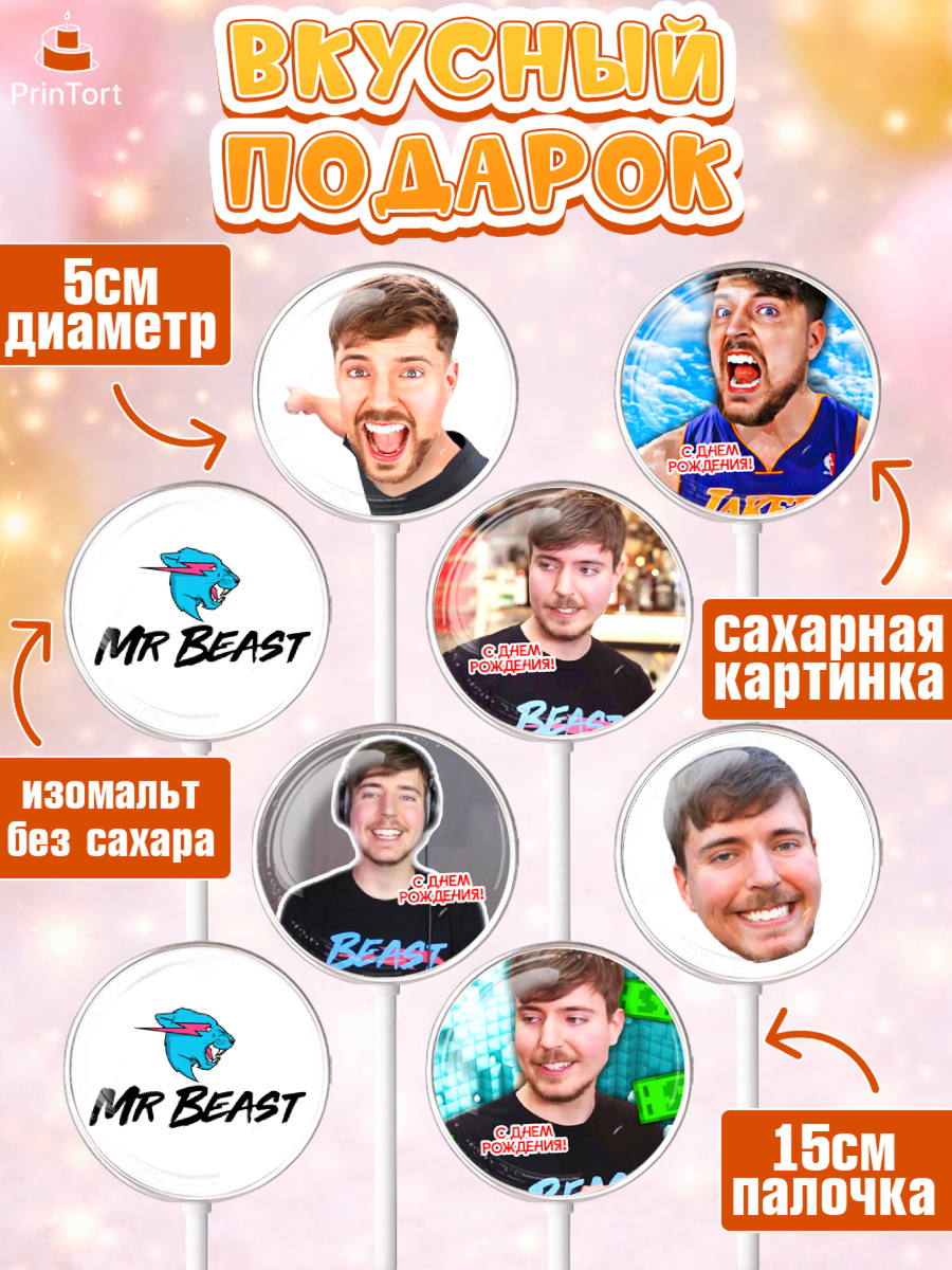 Леденцы 3,5, Мистер Бист, mister beast, ютуб, youtube, Девочка, День рождения, арт. PL317024_2, кадр 2