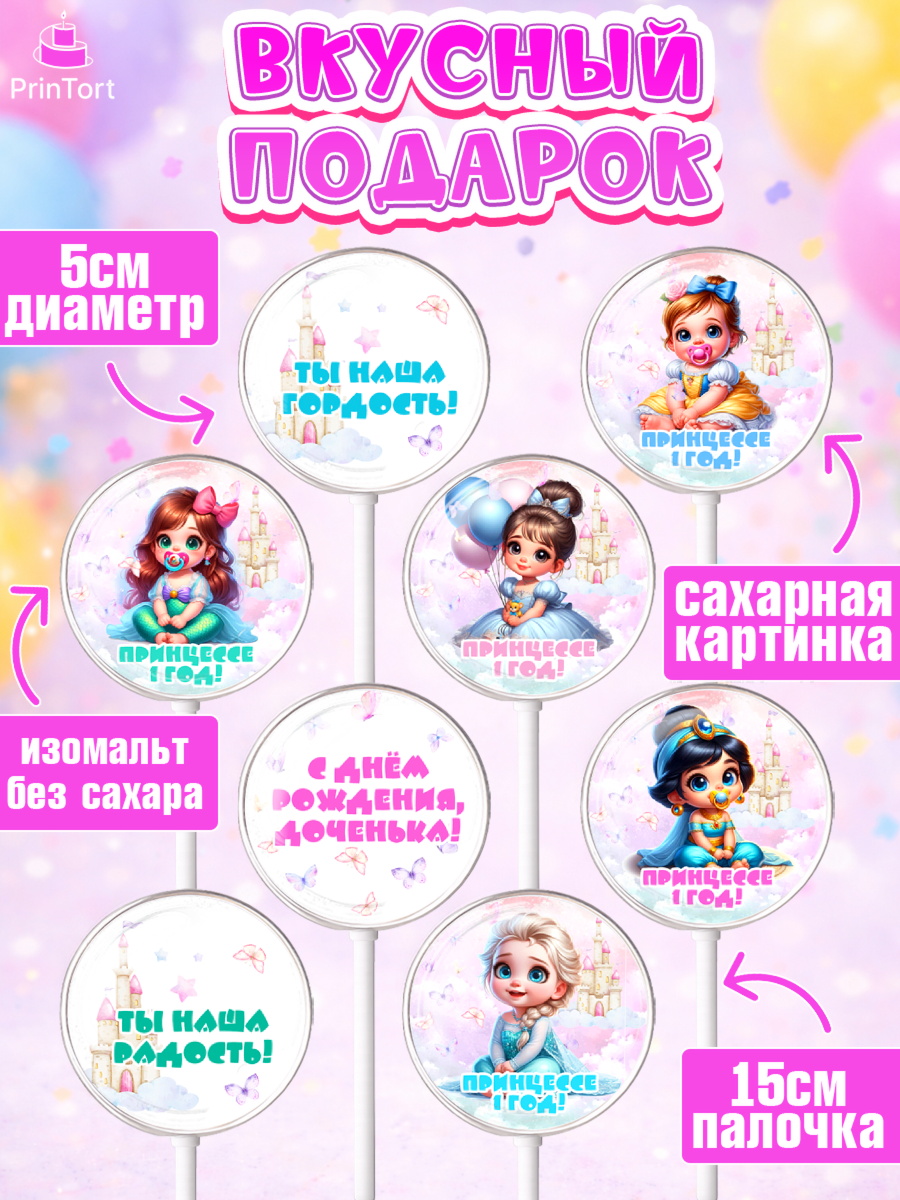 Леденцы 3,5, Дети супергерои, ребенок, девочки, малышка, шарики, принцессы, замок, Жасмин, Эльза, арт. PL318734_1, кадр 2