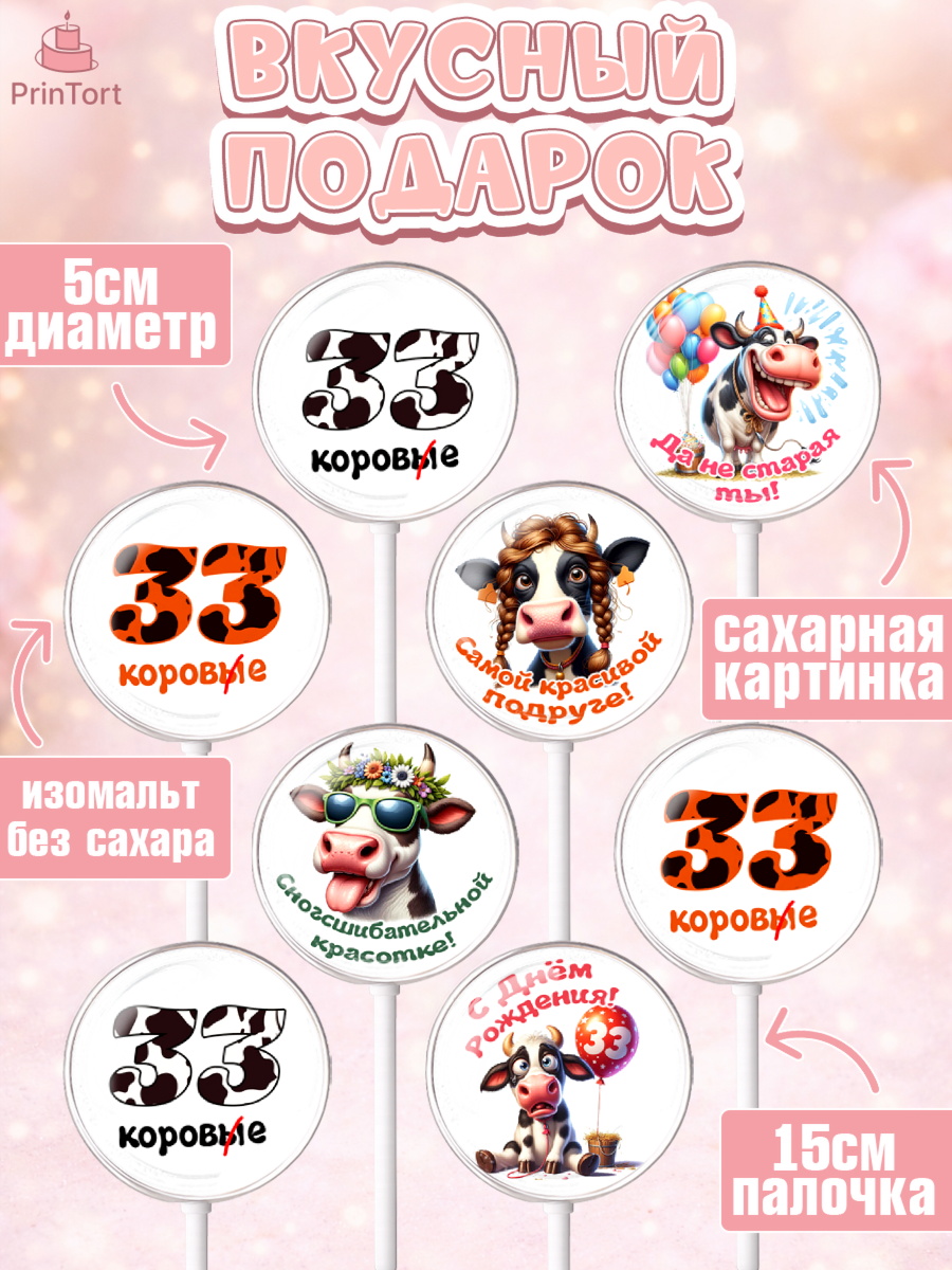 Леденцы 3,5, 33 корове, корова, прикол, шарики, Девочка, День рождения, арт. PL318794_1, кадр 2