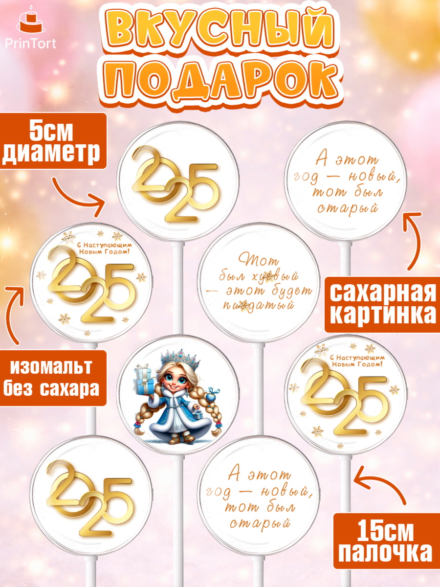 Леденцы 3,5, Новый год, Новый 2025 год, Ёлка, Дед Мороз, снеговик, ёлочные игрушки, снегурочка, 2025, арт. PL318868_1, кадр 2