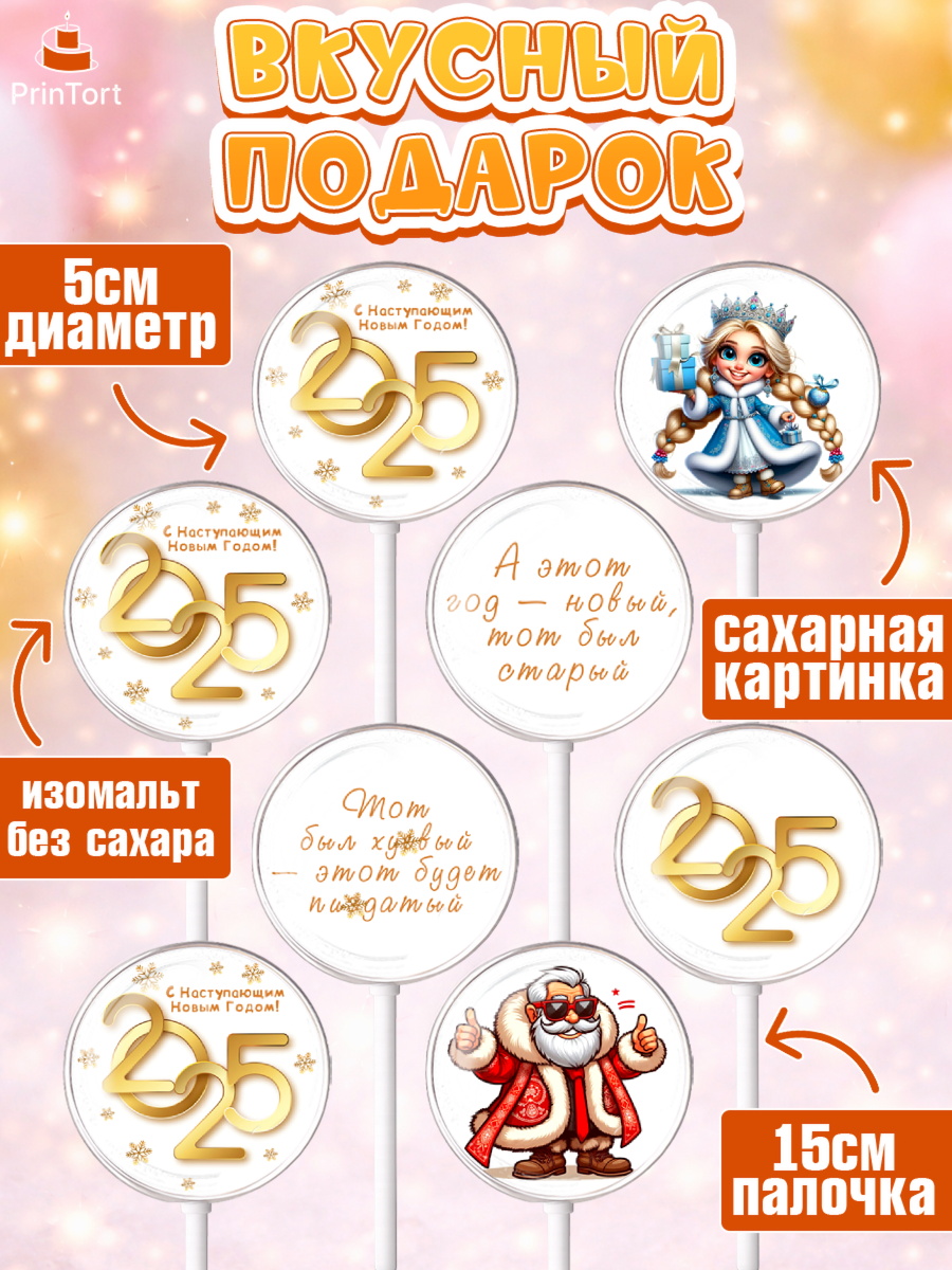 Леденцы 3,5, Новый год, Новый 2025 год, Ёлка, Дед Мороз, снеговик, ёлочные игрушки, снегурочка, 2025, арт. PL318868_2, кадр 2