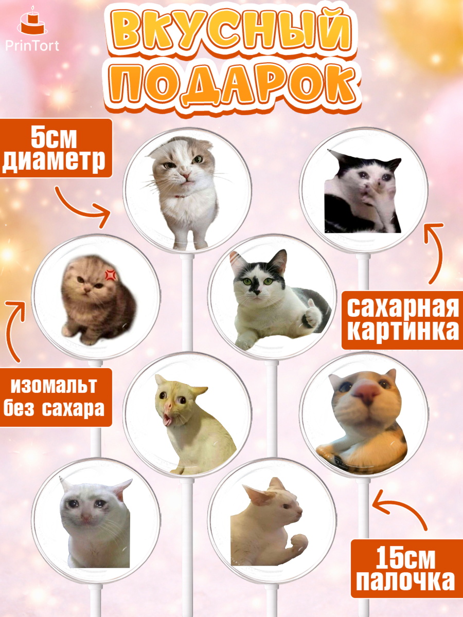 Леденцы 3,5, Мемы и коты, кот, мемный кот, кошка, приколы, Девочка, День рождения, арт. PL319328_2, кадр 2