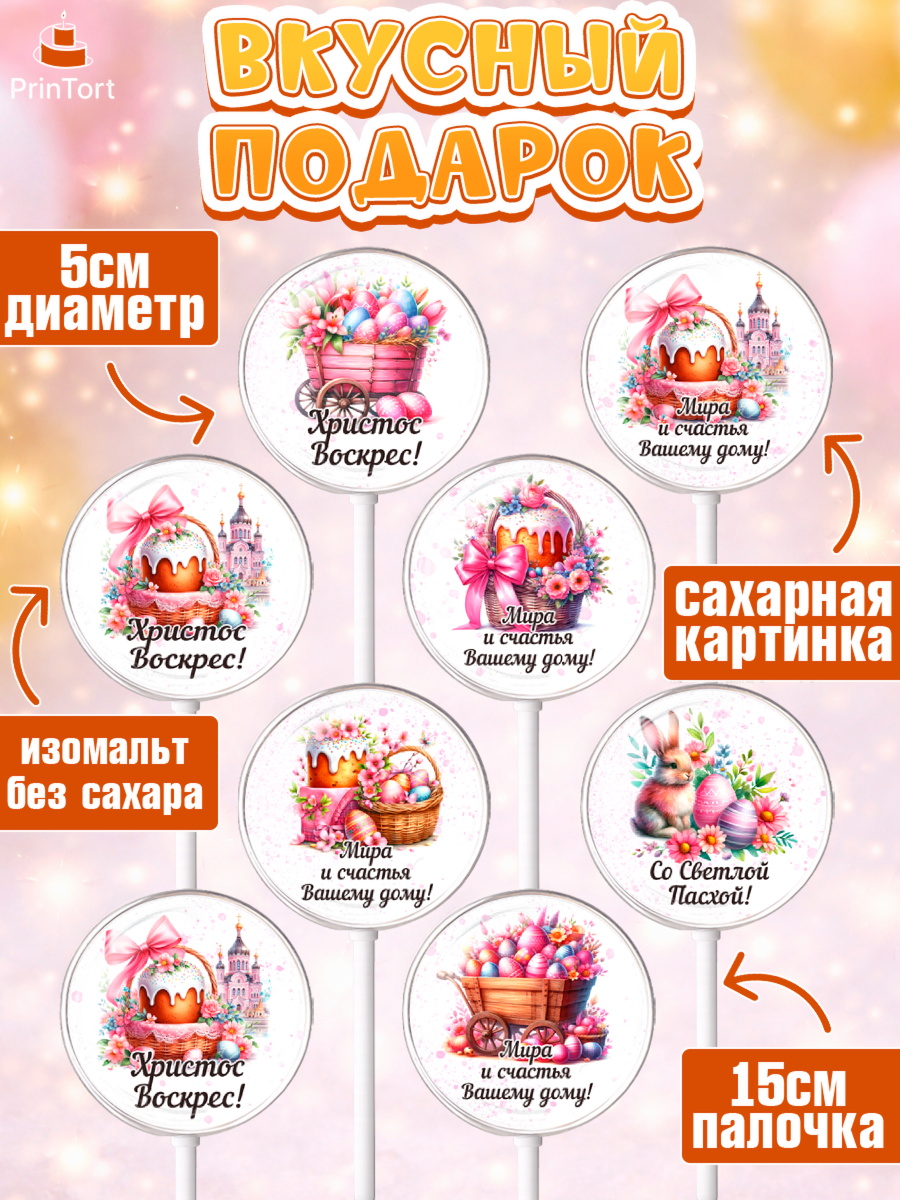 Леденцы 3,5, Пасха, Декор для кулича, украшение для кулича, декор на пасху, верба, кулич, яйца, арт. PL319935_2, кадр 2