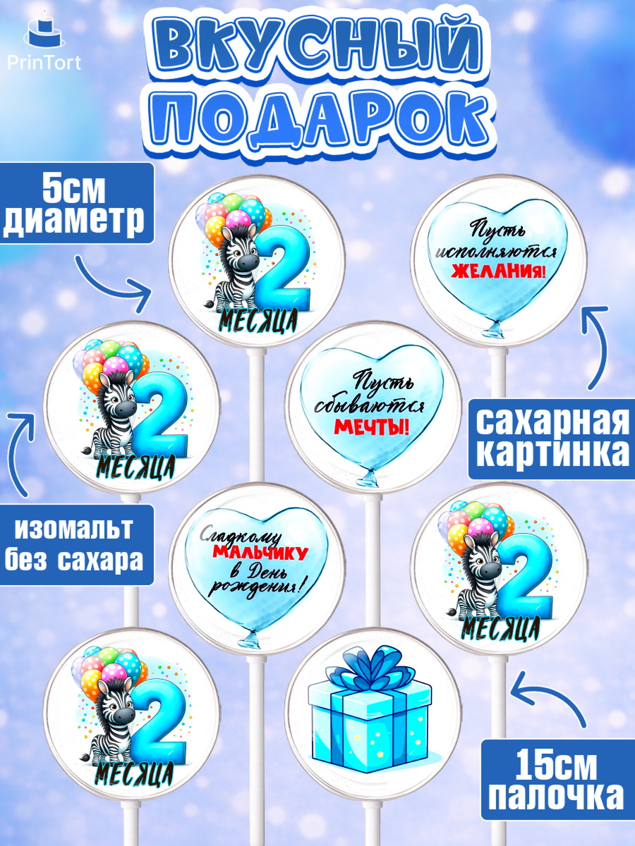 Леденцы 3,5, День Рождение малыша, звери, животные, зоопарк, мальчику, шарики, Мальчик, 2 месяца, арт. PL320867_2, кадр 2