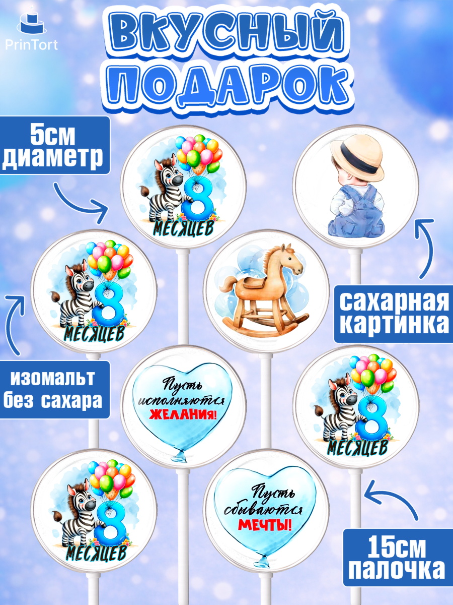Леденцы 3,5, День Рождение малыша, звери, животные, зоопарк, мальчику, шарики, Мальчик, 8 месяцев, арт. PL320874_1, кадр 2