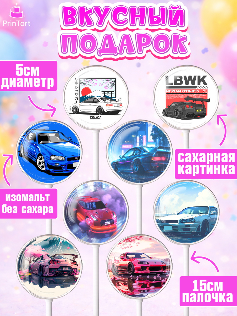 Леденцы 3,5, JDM, автомобили, JDM-машины, машины, Японские машины, Девочка, День рождения, арт. PL321876_2, кадр 2
