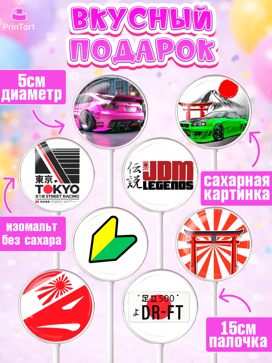 Леденцы 3,5, JDM, автомобили, JDM-машины, машины, Японские машины, Девочка, День рождения, арт. PL321877_2, кадр 2