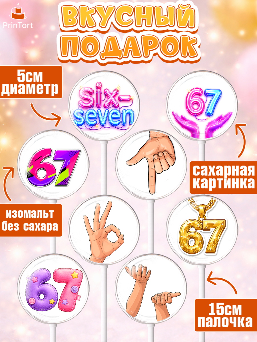 Леденцы 3,5, 67 шесьдесят-семь, Мем 67 six-seven, Девочка, Без конкретного повода, арт. PL323437_2, кадр 2