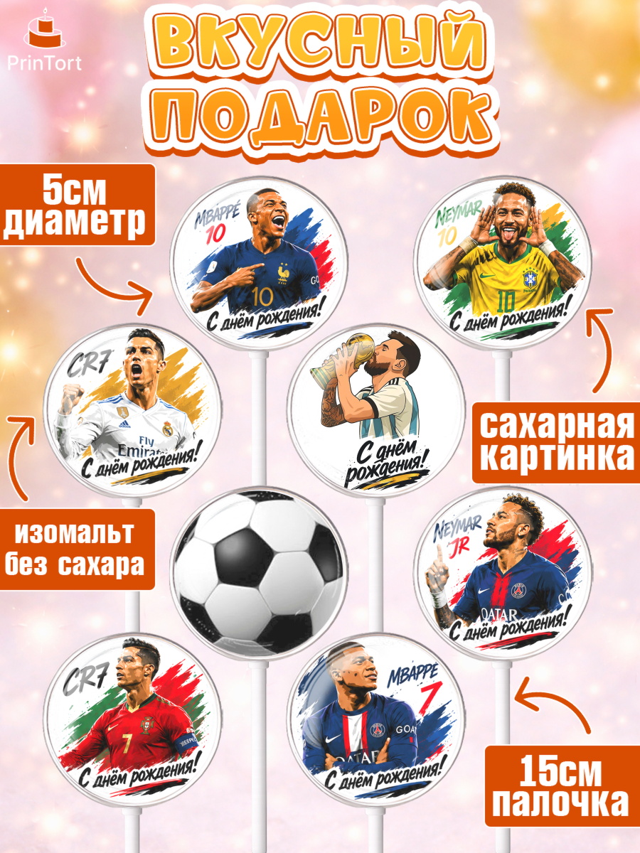 Леденцы 3,5, Футболисты, Известные футболисты, футбольный мяч, Девочка, День рождения, арт. PL324475_2, кадр 2