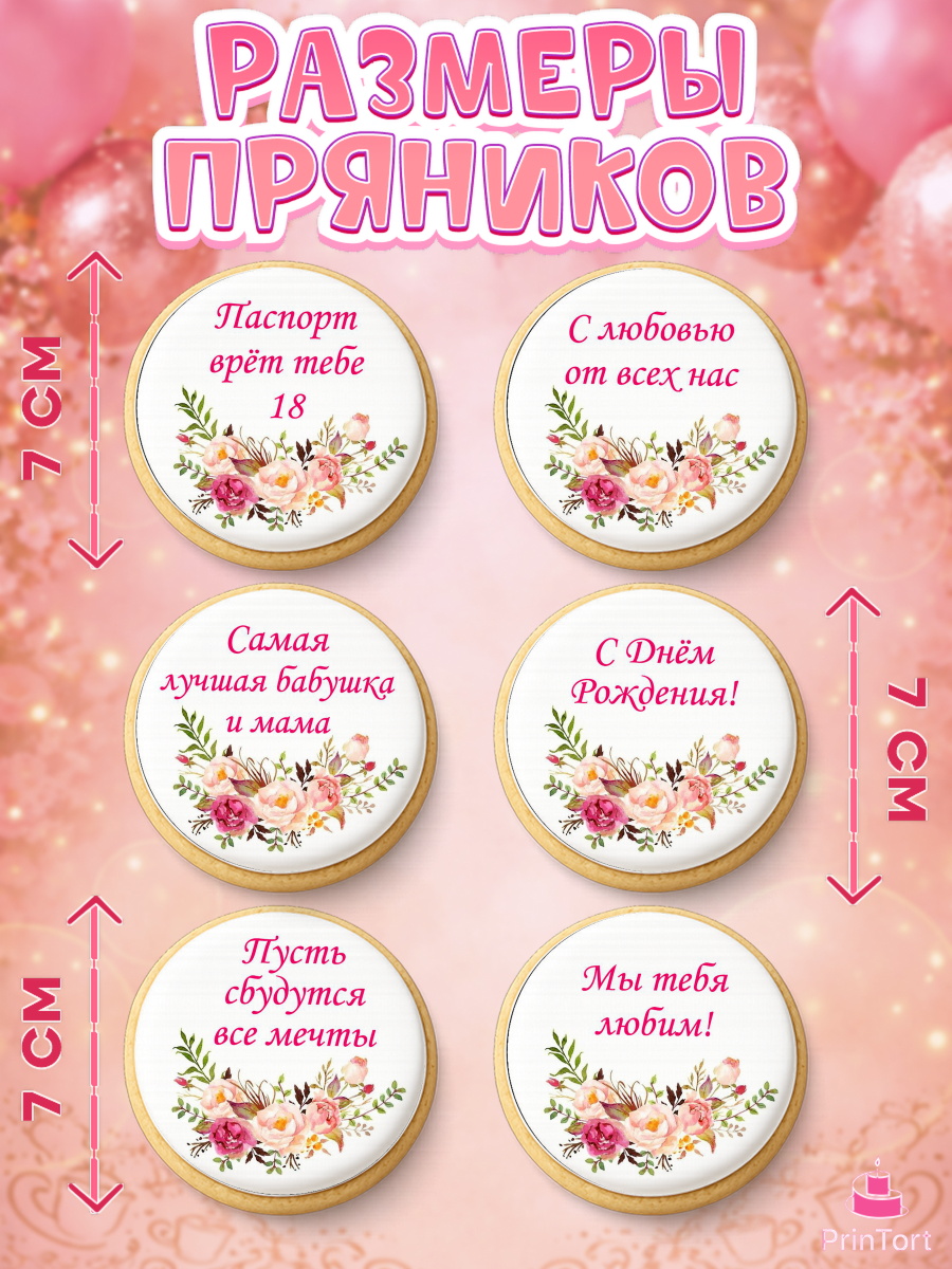 Пряники с пищевой печатью масматрица, Бабушка, Девушка, День рождения, арт. PP200548_1, кадр 2
