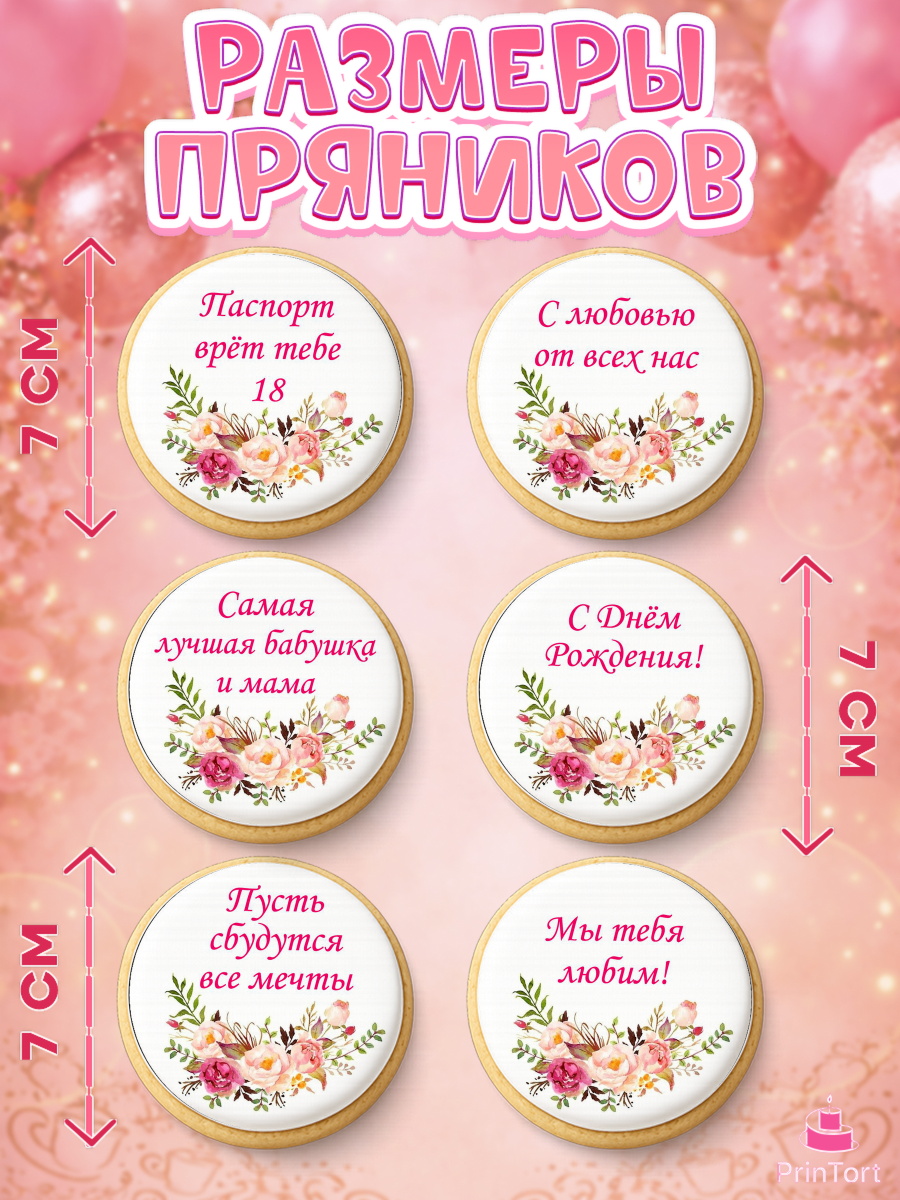 Пряники с пищевой печатью масматрица, Бабушка, Девушка, День рождения, арт. PP200548_2, кадр 2