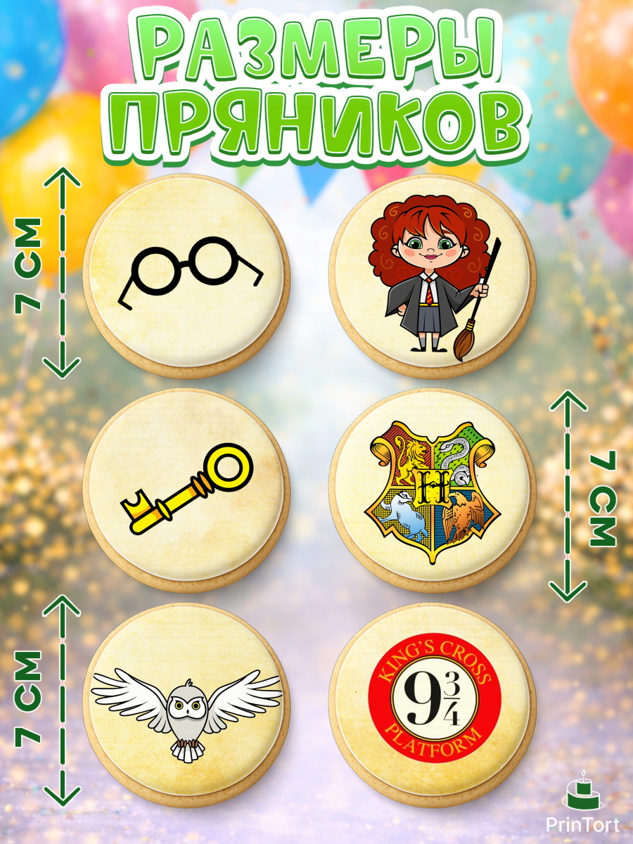 Пряники с пищевой печатью масматрица, Гарри Поттер, Harry Potter, Девочка, День рождения, арт. PP201346_1, кадр 2