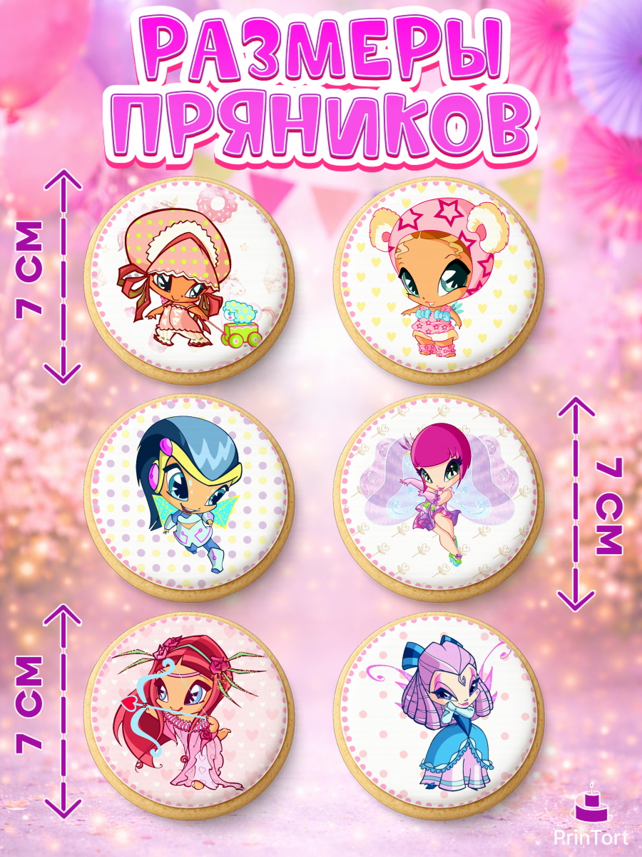 Пряники с пищевой печатью масматрица, Винкс, Winx, Девочка, День рождения, арт. PP201771_1, кадр 2