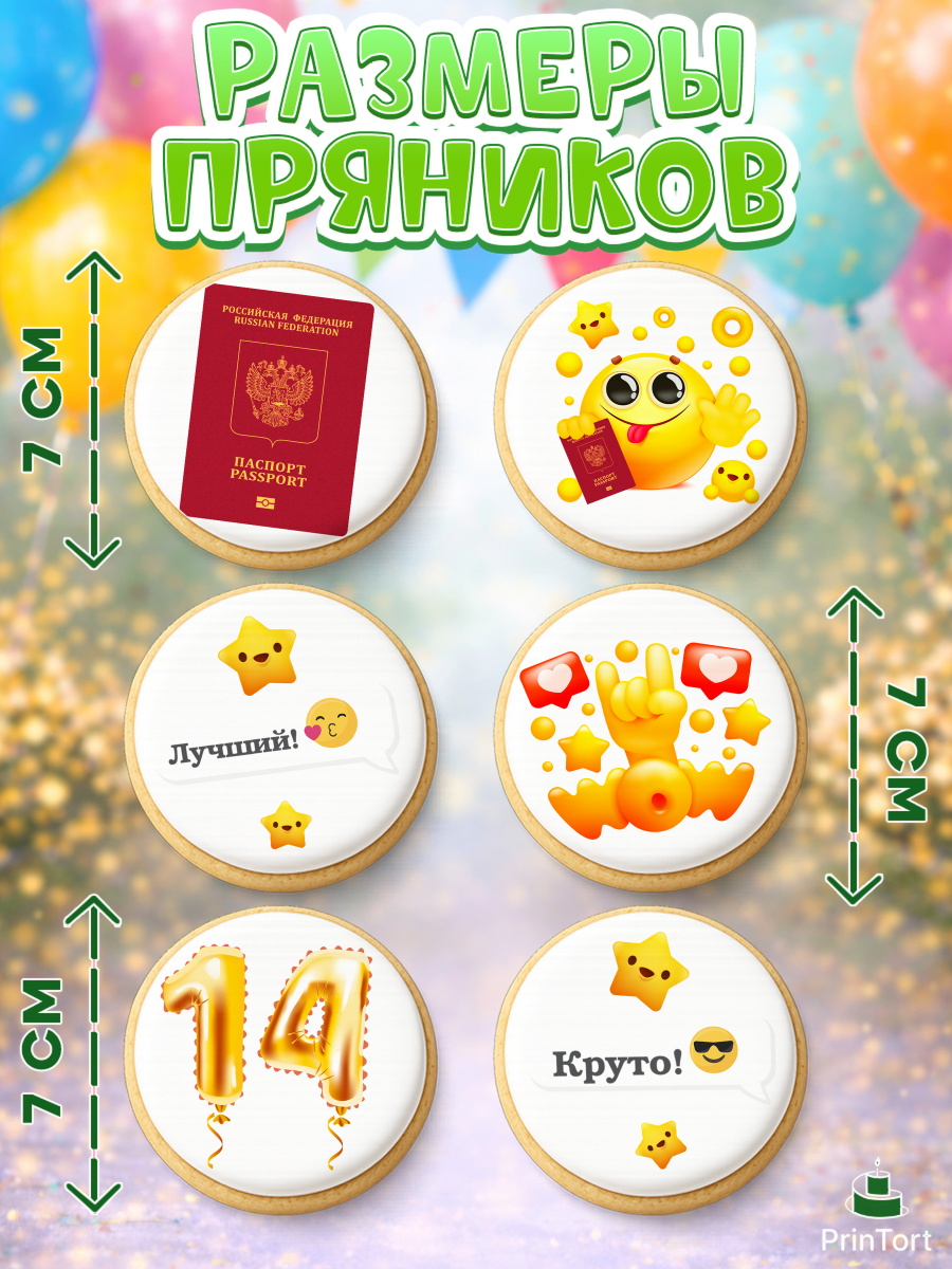 Пряники с пищевой печатью масматрица, Паспорт, Получение паспорта, Девочка, 14 лет, День рождения, арт. PP202317_1, кадр 2
