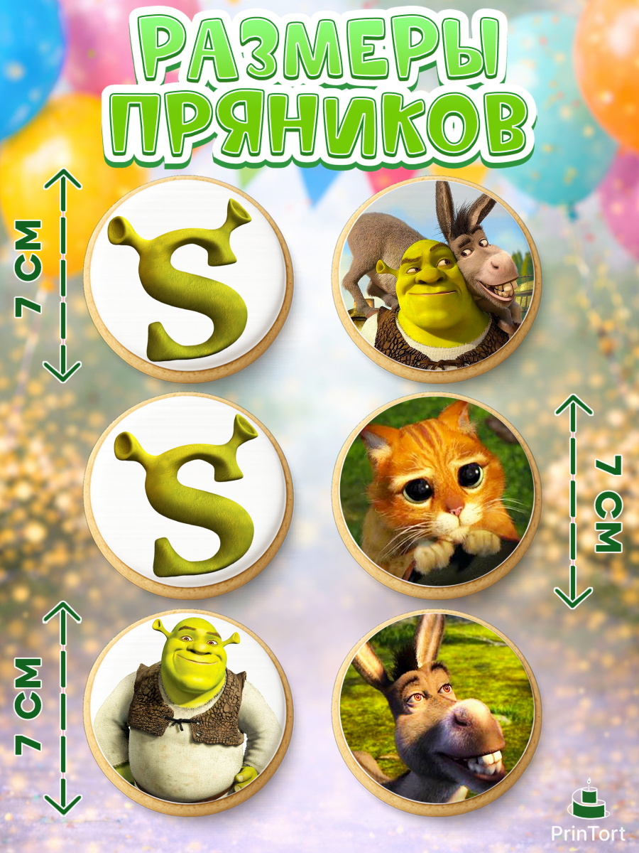 Пряники с пищевой печатью масматрица, Шрек, Shrek, Девочка, День рождения, арт. PP203223_1, кадр 2