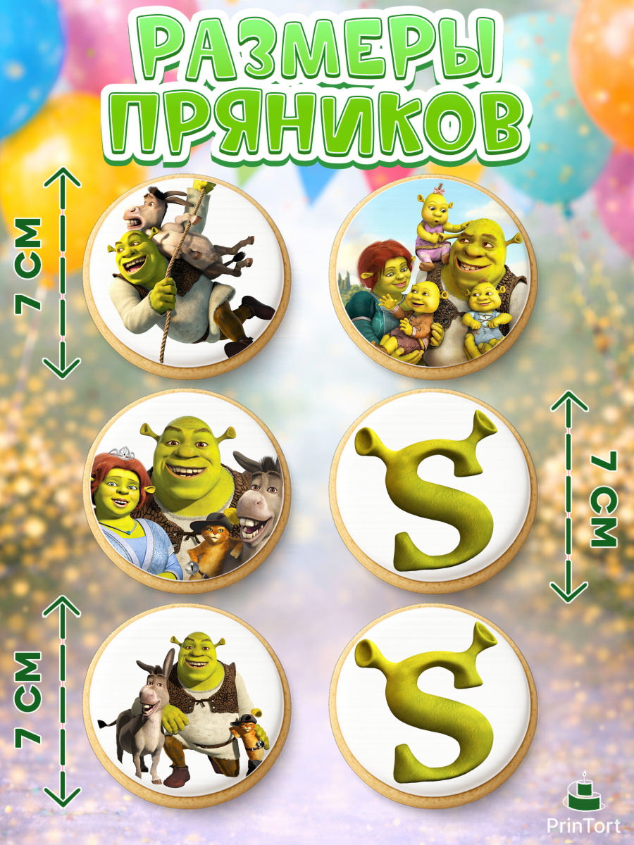 Пряники с пищевой печатью масматрица, Шрек, Shrek, Девочка, День рождения, арт. PP203223_2, кадр 2