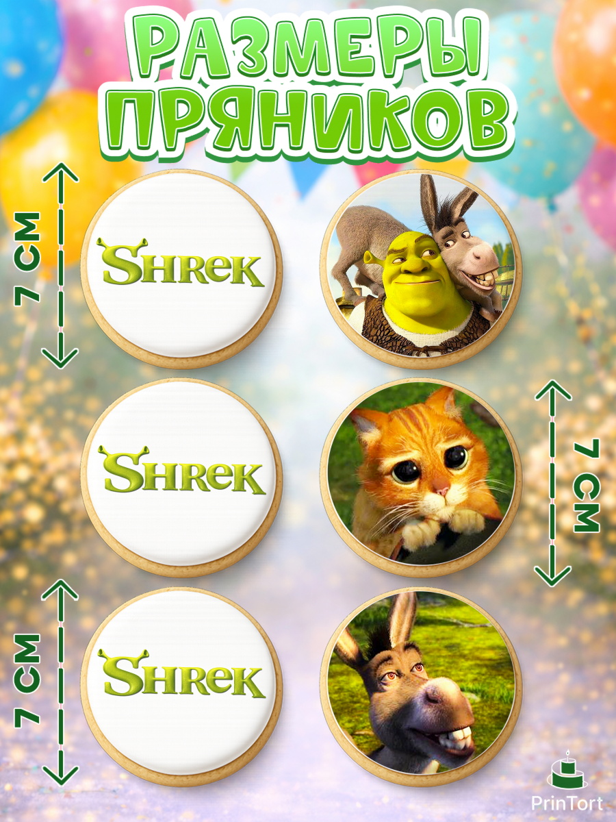 Пряники с пищевой печатью масматрица, Шрек, Shrek, Девочка, День рождения, арт. PP203228_1, кадр 2