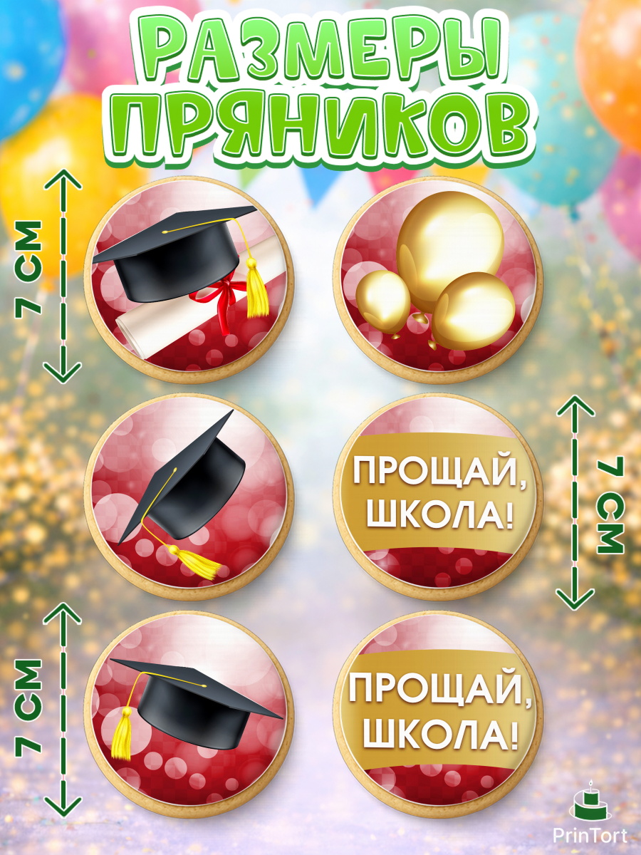 Пряники с пищевой печатью масматрица, Выпускной в школе, Школа, Выпускной, Последний звонок, Девочка, арт. PP204232_1, кадр 2