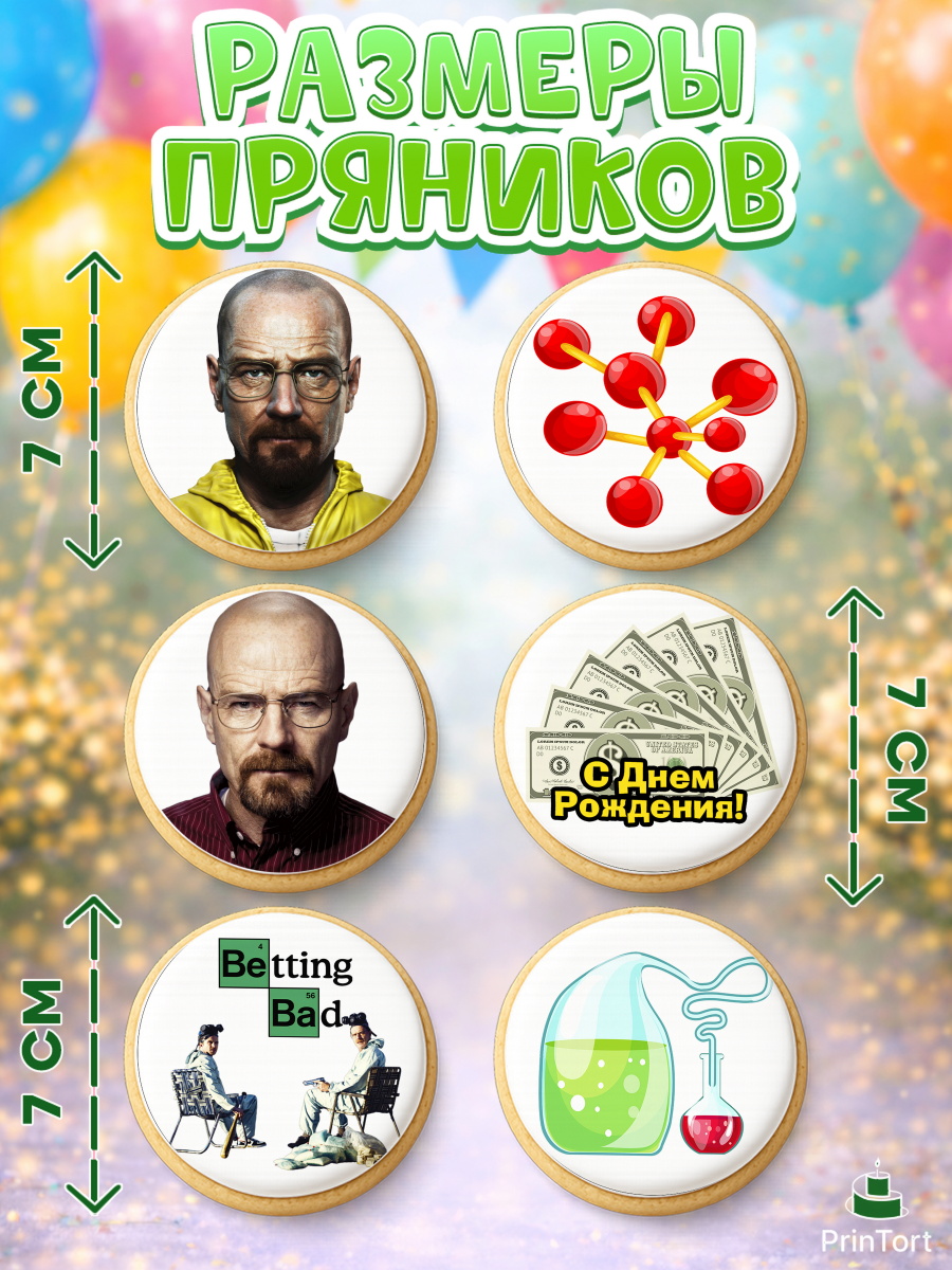 Пряники с пищевой печатью масматрица, Во все тяжкие, Breaking Bad, Девочка, День рождения, арт. PP204577_2, кадр 2