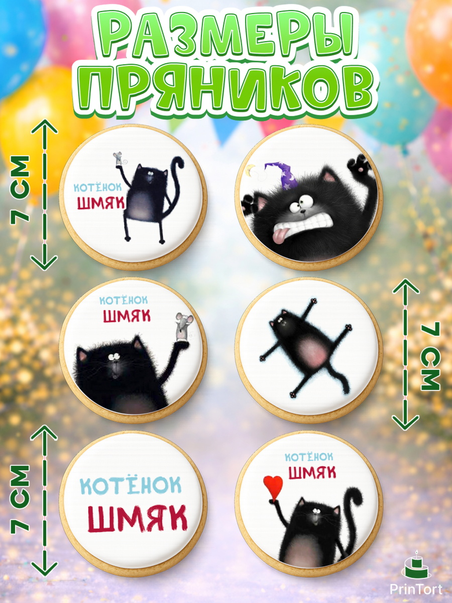 Пряники с пищевой печатью масматрица, Котёнок Шмяк, Девочка, День рождения, арт. PP208300_1, кадр 2
