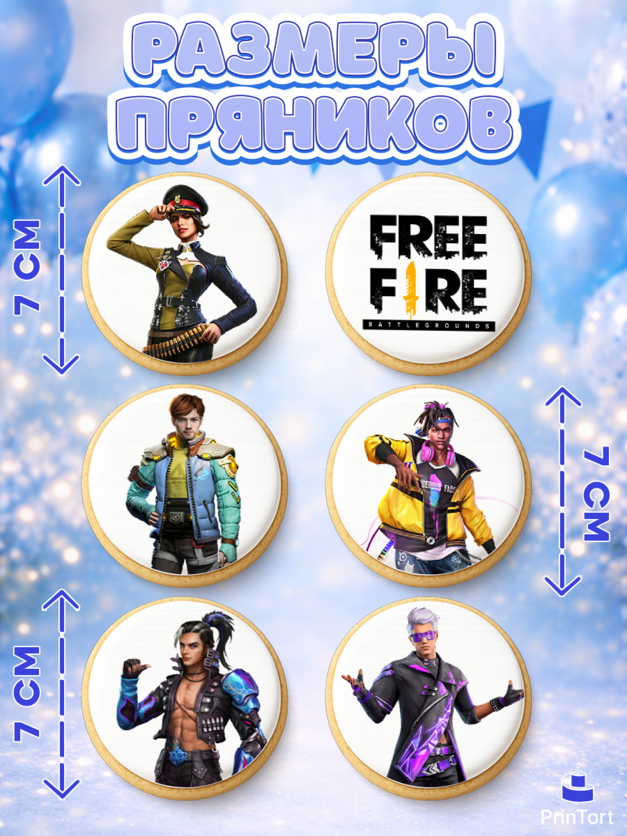 Пряники с пищевой печатью масматрица, Фри Фаер, Free Fire, Мальчик, День рождения, арт. PP208613_2, кадр 2