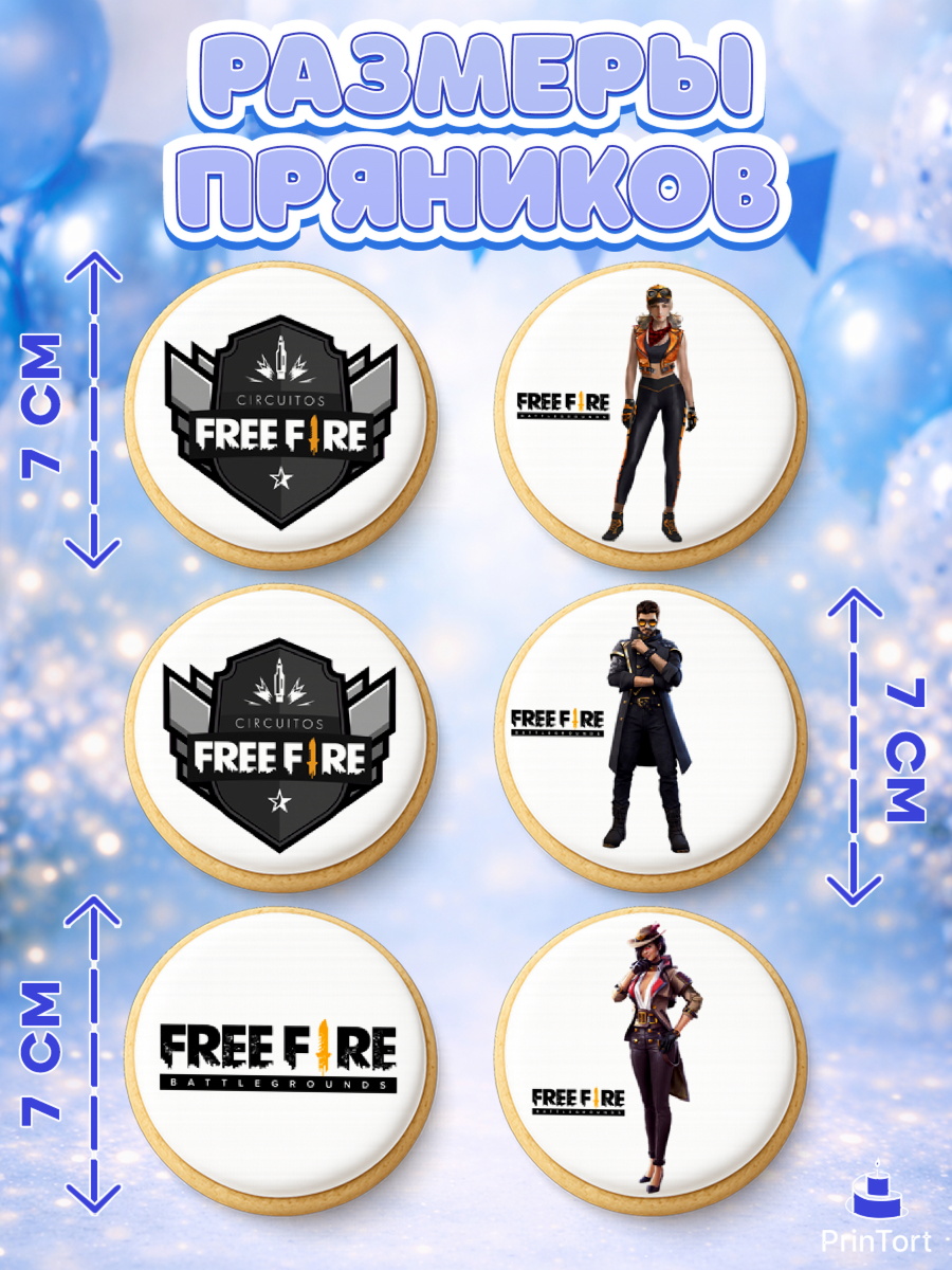 Пряники с пищевой печатью масматрица, Фри Фаер, Free Fire, Мальчик, День рождения, арт. PP208617_2, кадр 2