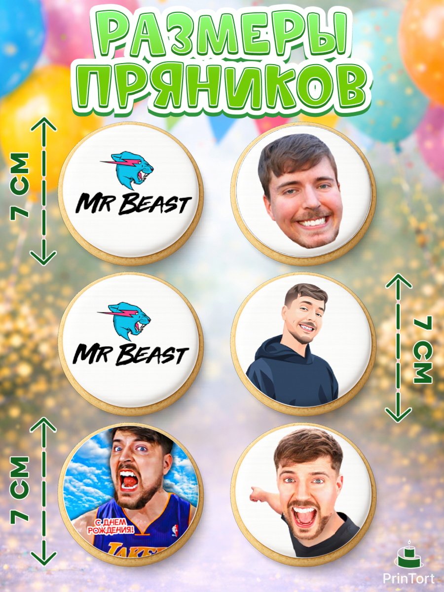Пряники с пищевой печатью масматрица, Мистер Бист, mister beast, ютуб, youtube, Девочка, арт. PP217024_1, кадр 2