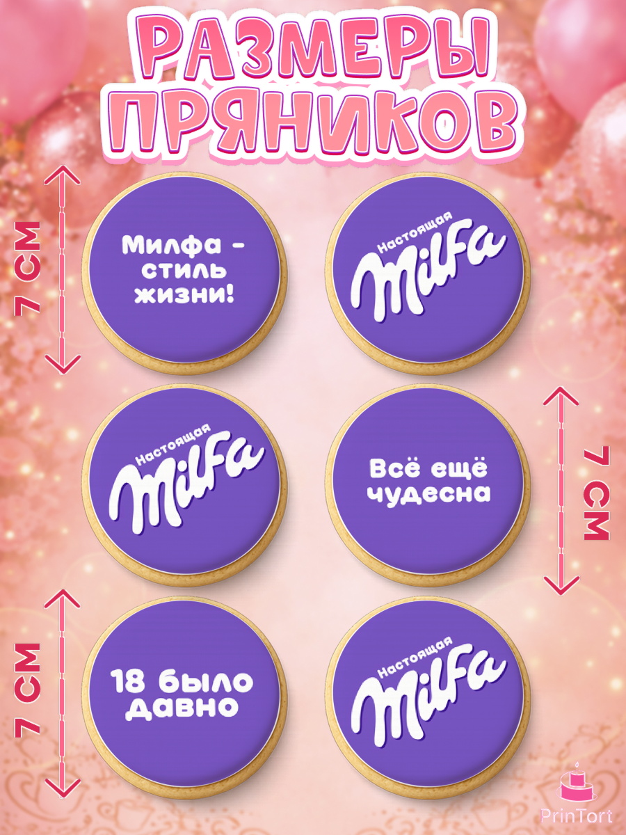 Пряники с пищевой печатью масматрица, Милфа, Milfa, Девочка, День рождения, арт. PP219129_2, кадр 2