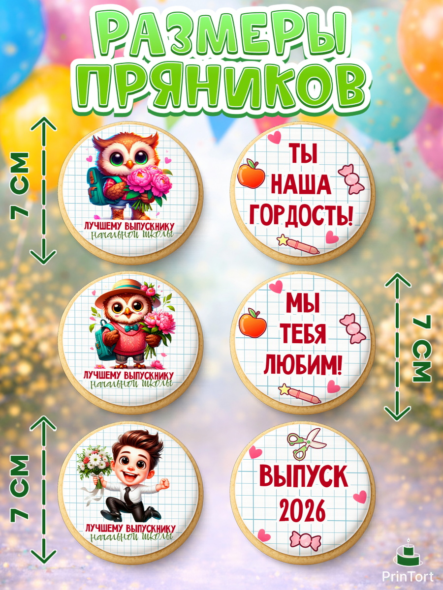 Пряники с пищевой печатью масматрица, Выпускной в школе, школьный выпускной 2026, арт. PP219759_2, кадр 2