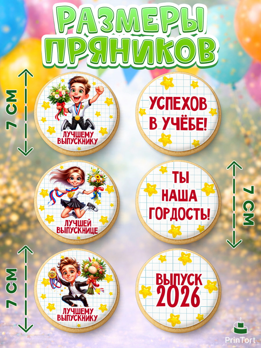 Пряники с пищевой печатью масматрица, Выпускной в школе, школьный выпускной 2026, арт. PP219762_1, кадр 2