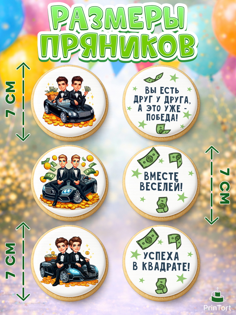 Пряники с пищевой печатью масматрица, Близнецы, Девочка, День рождения, арт. PP220011_2, кадр 2