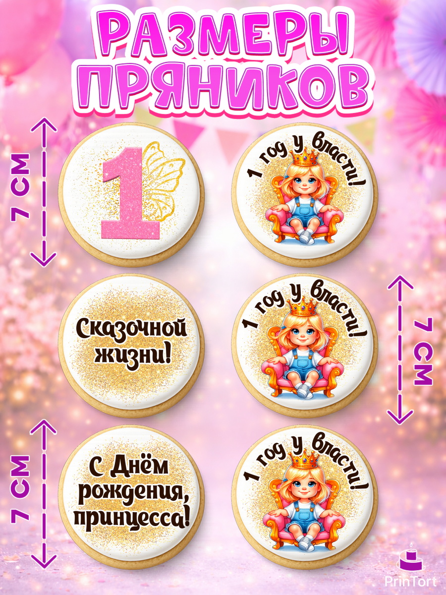 Пряники с пищевой печатью масматрица, 1 год у власти, Девочка, 1 год, День рождения, арт. PP220834_1, кадр 2