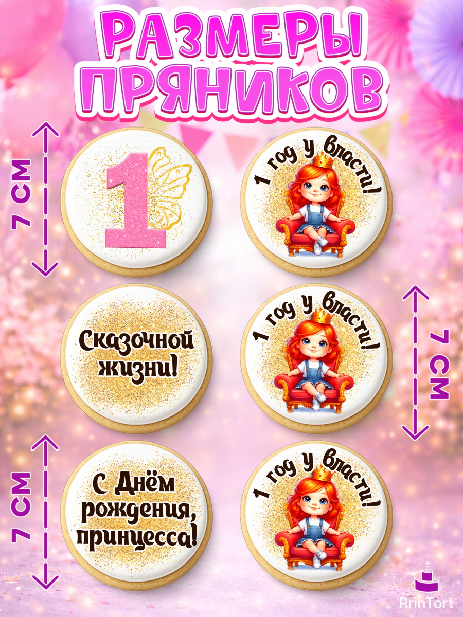 Пряники с пищевой печатью масматрица, 1 год у власти, Девочка, 1 год, День рождения, арт. PP220836_1, кадр 2