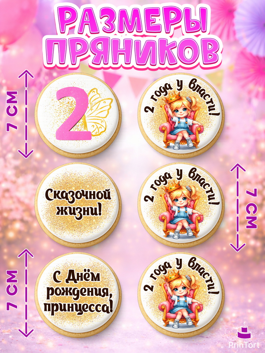 Пряники с пищевой печатью масматрица, 2 года у власти, Девочка, 2 года, День рождения, арт. PP220838_1, кадр 2