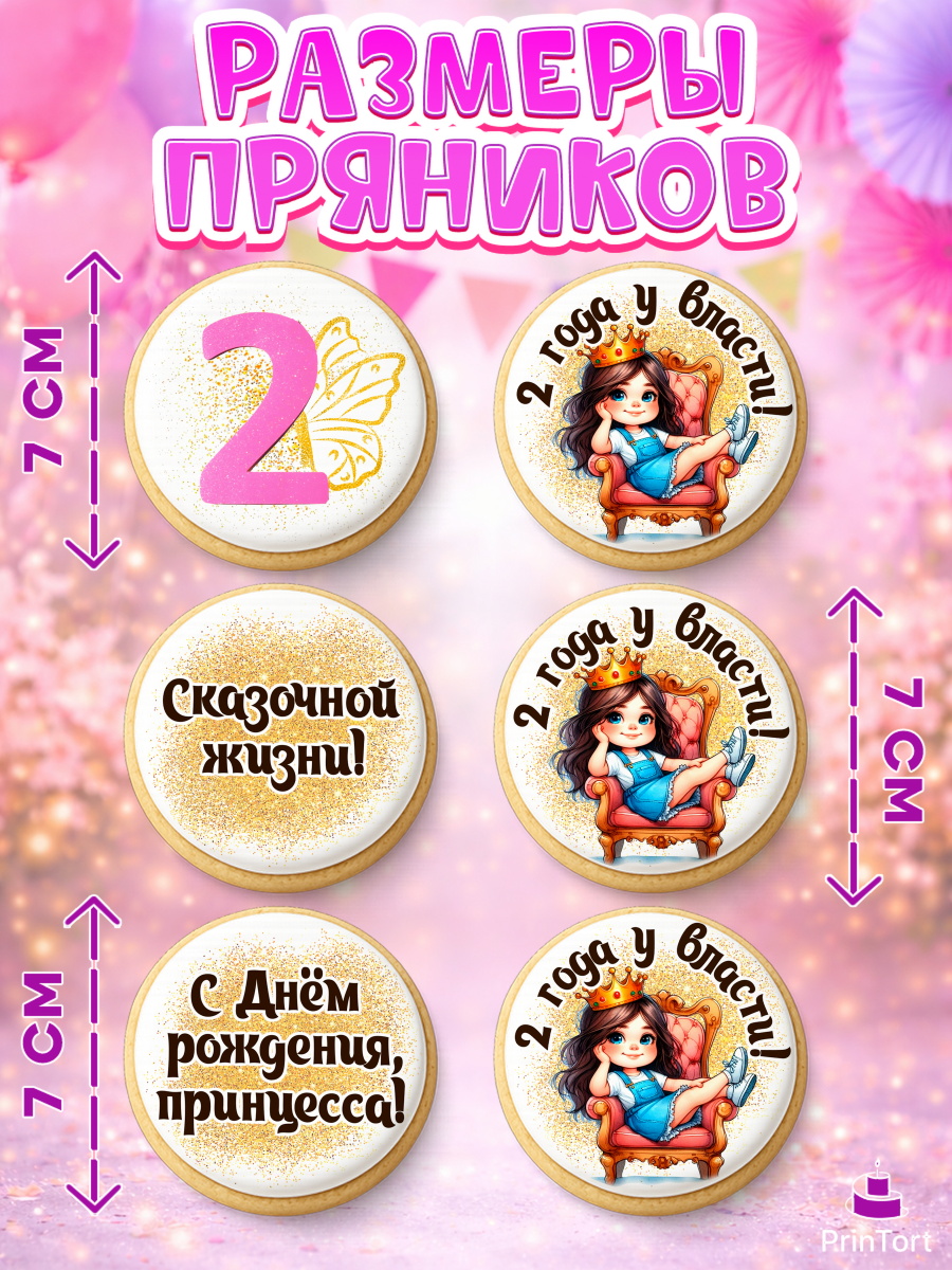 Пряники с пищевой печатью масматрица, 2 года у власти, Девочка, 2 года, День рождения, арт. PP220839_1, кадр 2