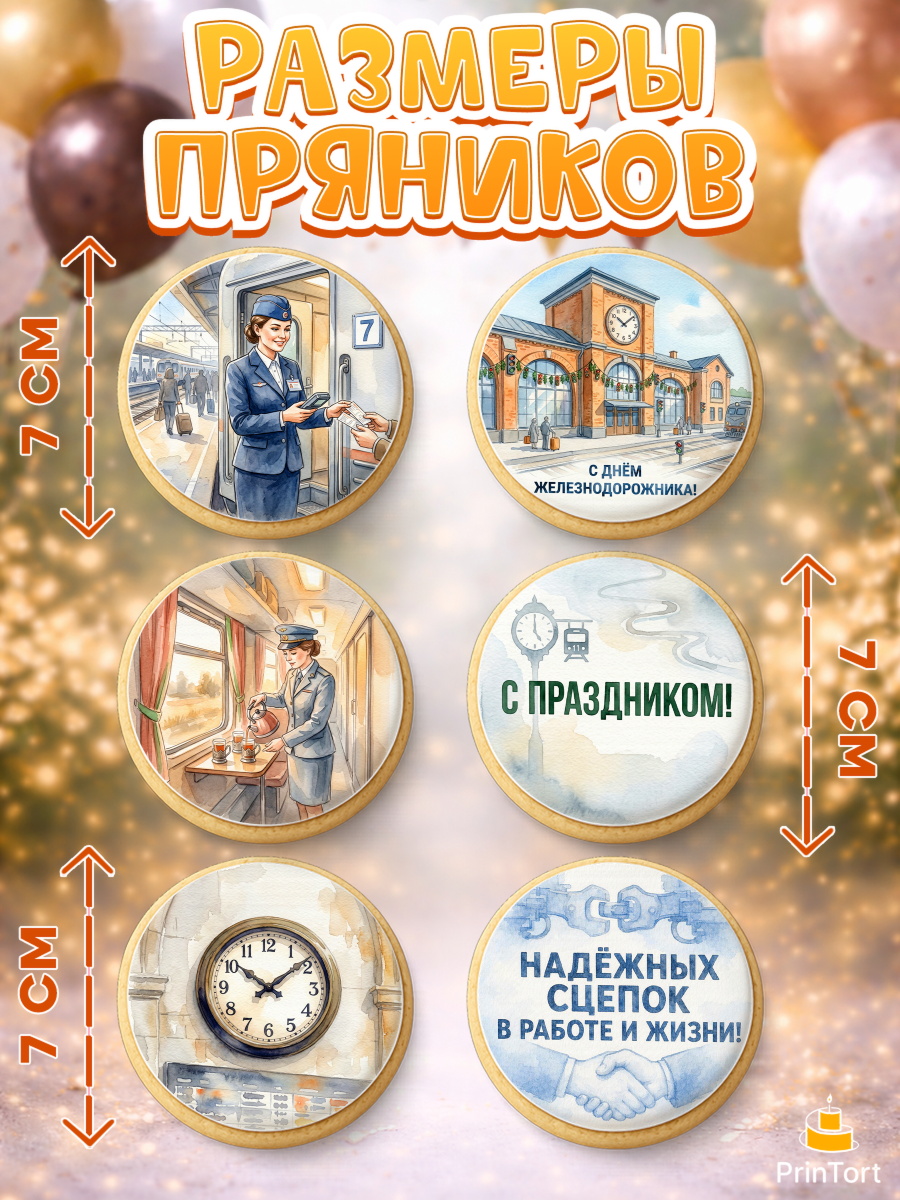 Пряники с пищевой печатью масматрица, День Железнодорожника!, Поздравдение с Днём Железнодорожника!, арт. PP224149_1, кадр 2