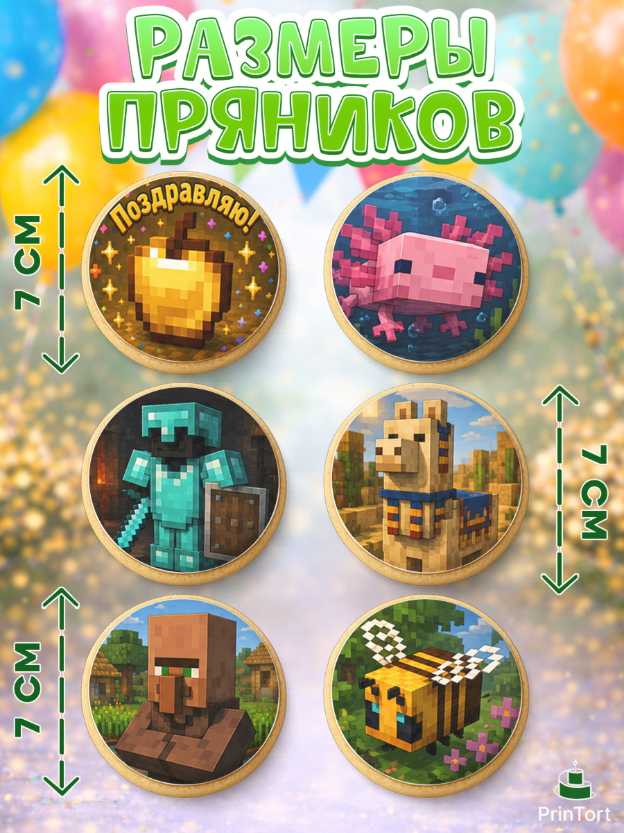 Пряники с пищевой печатью масматрица, Майнкрафт, Игра майнкрафт, Minecraft, Девочка, арт. PP224466_2, кадр 2