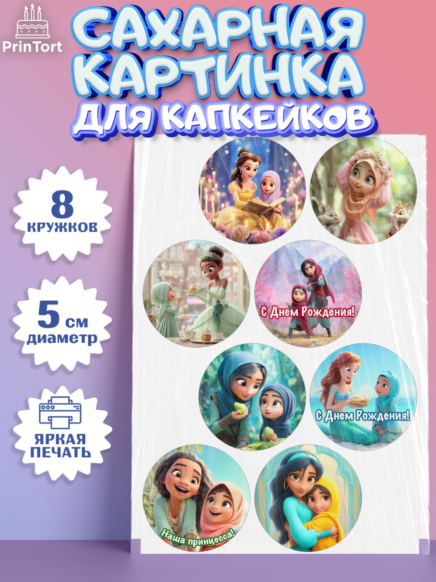 Сахарные капкейки Капк 5 Сахарные капкейки, День рождения, Девочка, арт. PT0222716_1