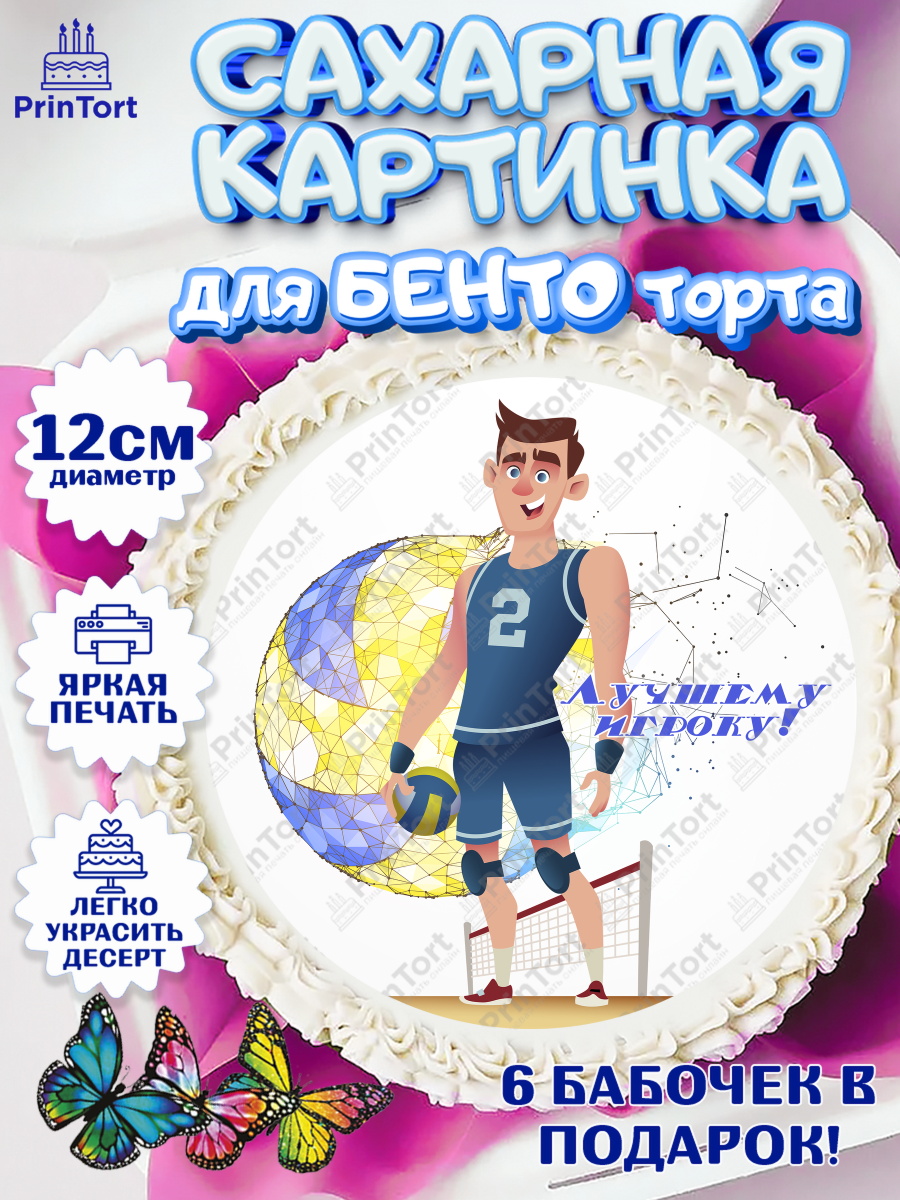 Сахарные круги 12см PT05 Волейбол Круг Сахарные круги 12см PT05, Волейбол, Волейболист, Мальчик, День рождения, арт. PT0504750