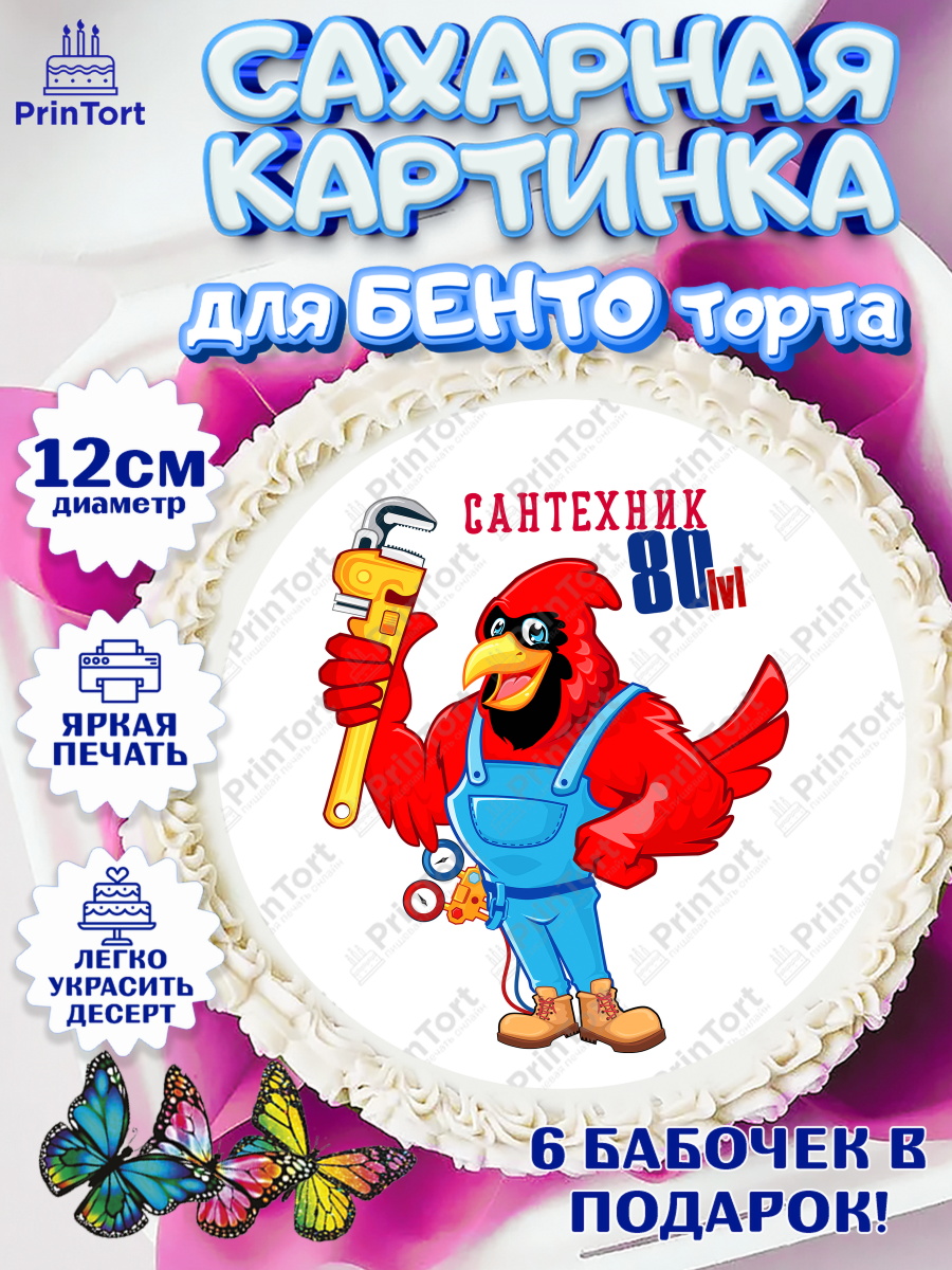 Сахарные круги 12см PT05 Сантехник Круг Сахарные круги 12см PT05, Сантехник, Ремонт, Мальчик, День рождения, арт. PT0511017