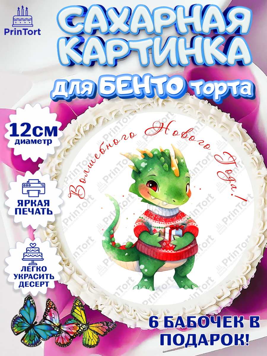 Сахарные круги 12см PT05 Новый Год 2024 Круг Сахарные круги 12см PT05, Новый год 2024, год дракона, Девочка, Новый год, арт. PT0512920