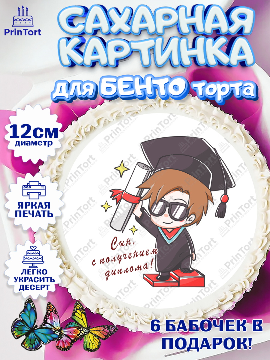 Сахарные круги 12см PT05 Получение диплома Круг Сахарные круги 12см PT05, Получение диплома, Девочка, арт. PT0512948