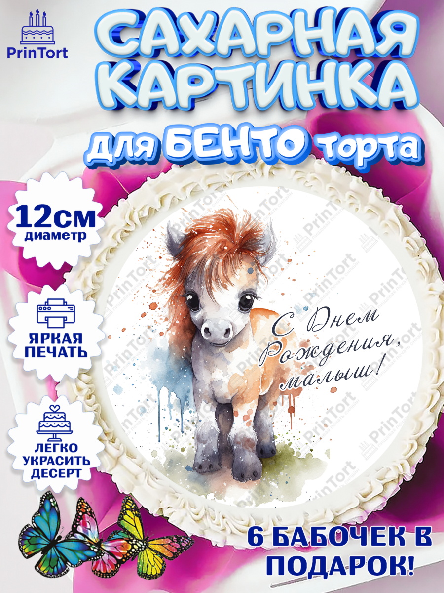 Сахарные круги 12см PT05 Пони Круг Сахарные круги 12см PT05, Пони, лошадка, сердце, Мальчик, День рождения, арт. PT0517063