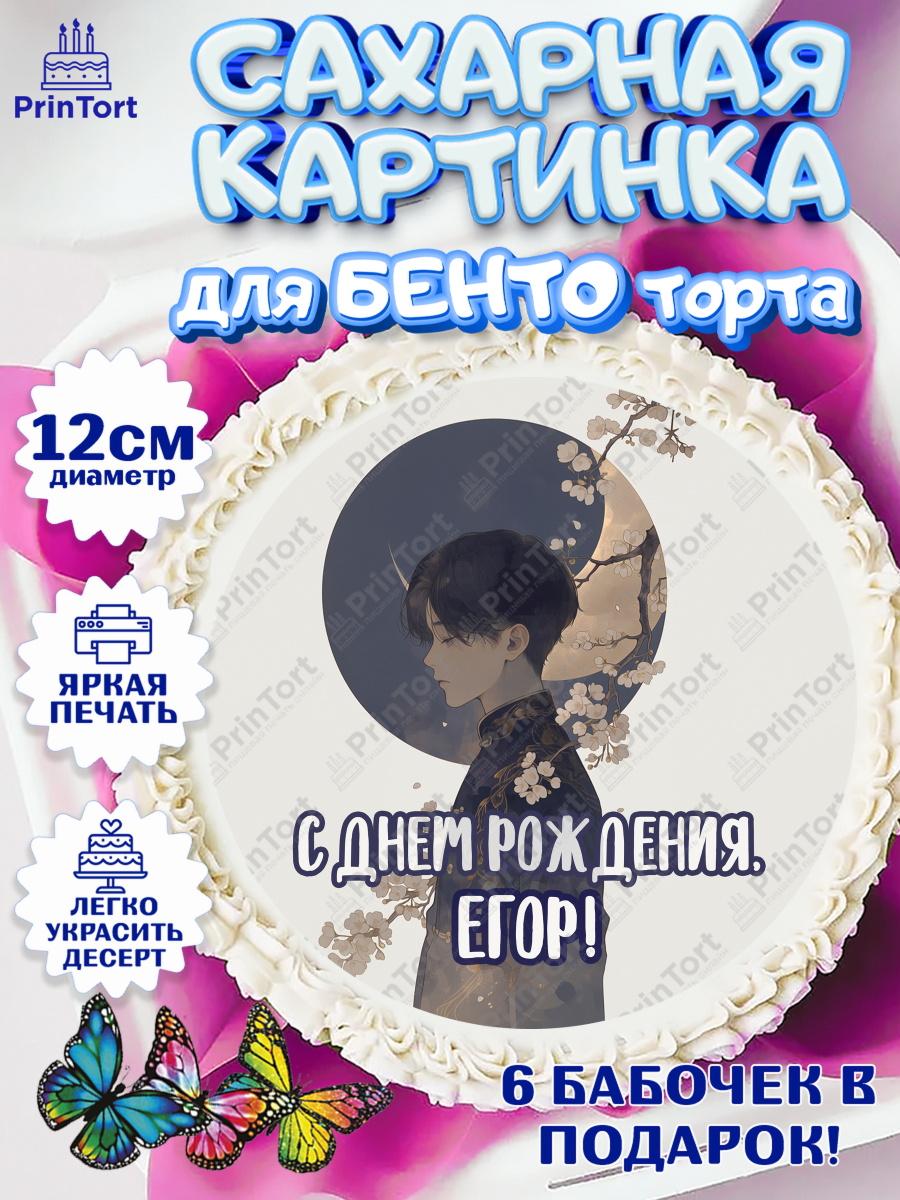 Сахарные круги 12см PT05 Круг Сахарные круги 12см PT05, С Днём Рождения!, Аниме, мальчик, поздравление с Днём Рождения! Подарок, арт. PT0524212