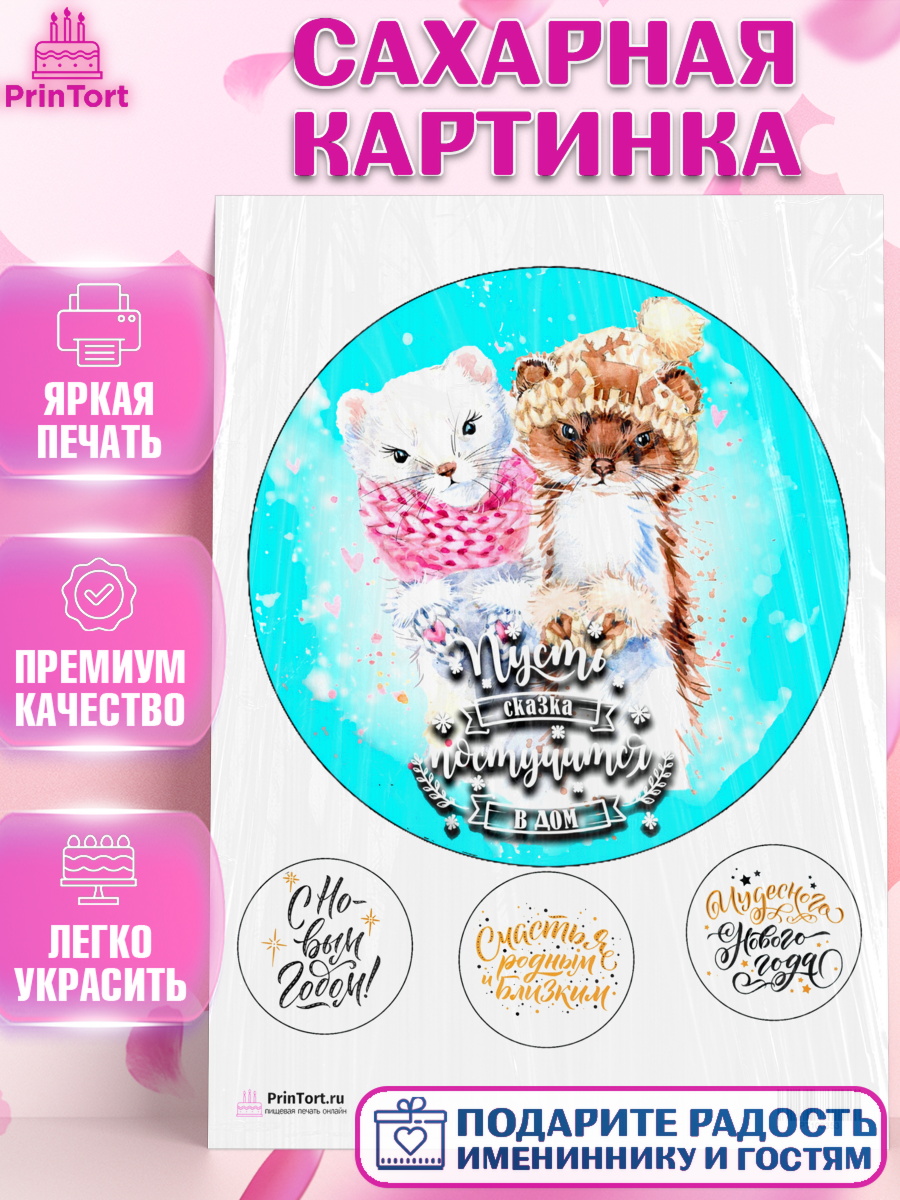 Сахарная картинка на торт Новый год ребёнку Сахарная картинка, Новый год, Девочка, арт. PT100353